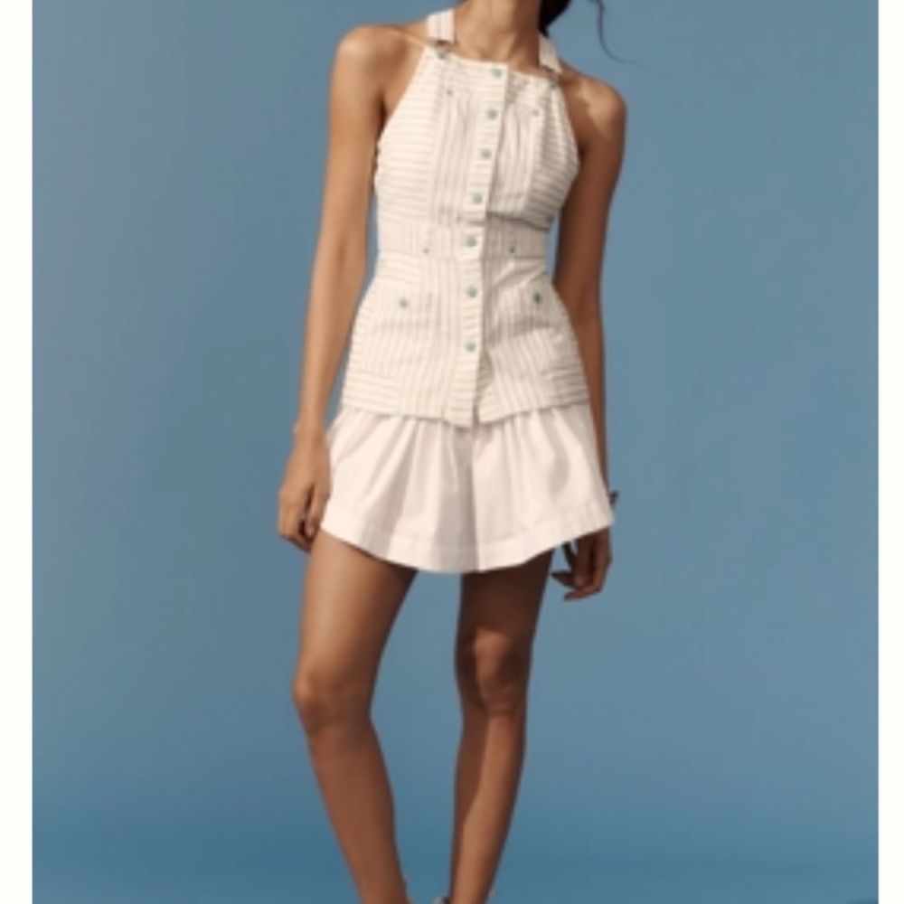 Anthropologie Maeve Striped Button-Front Halter Tank | Size S